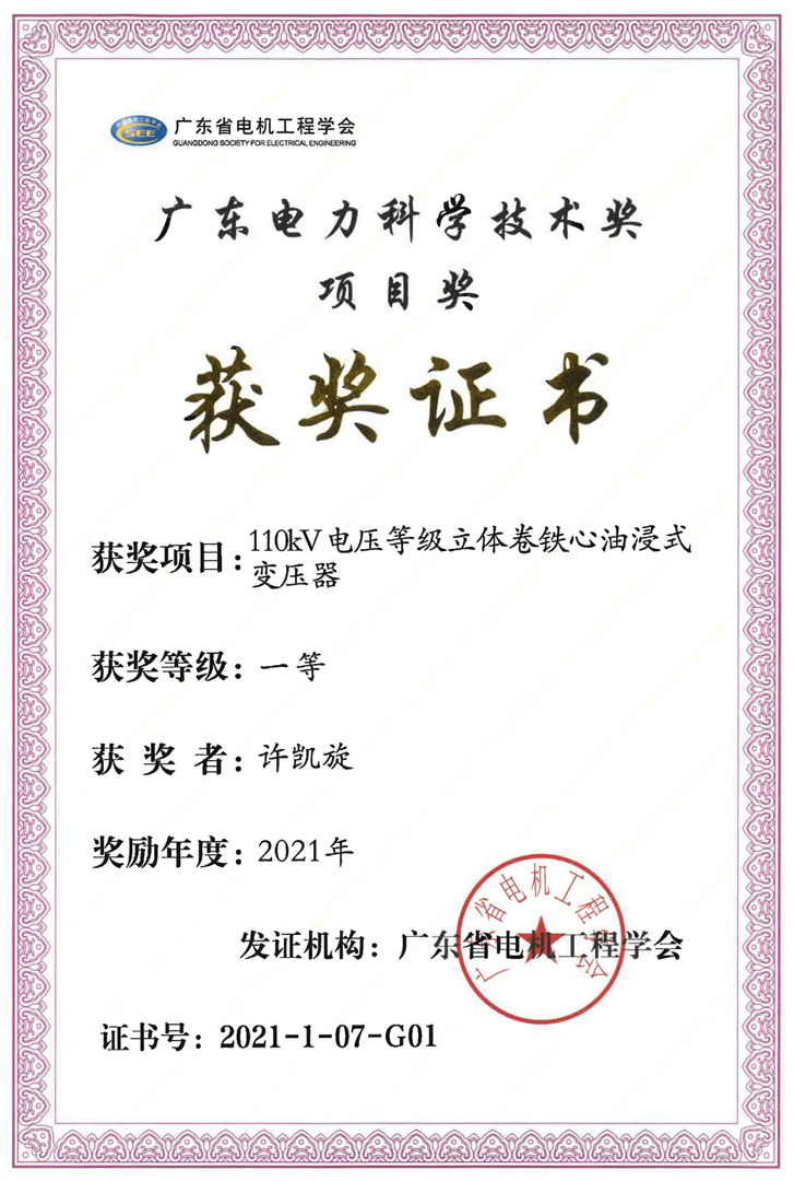 廣東電力科學(xué)技術(shù)獎項目獎